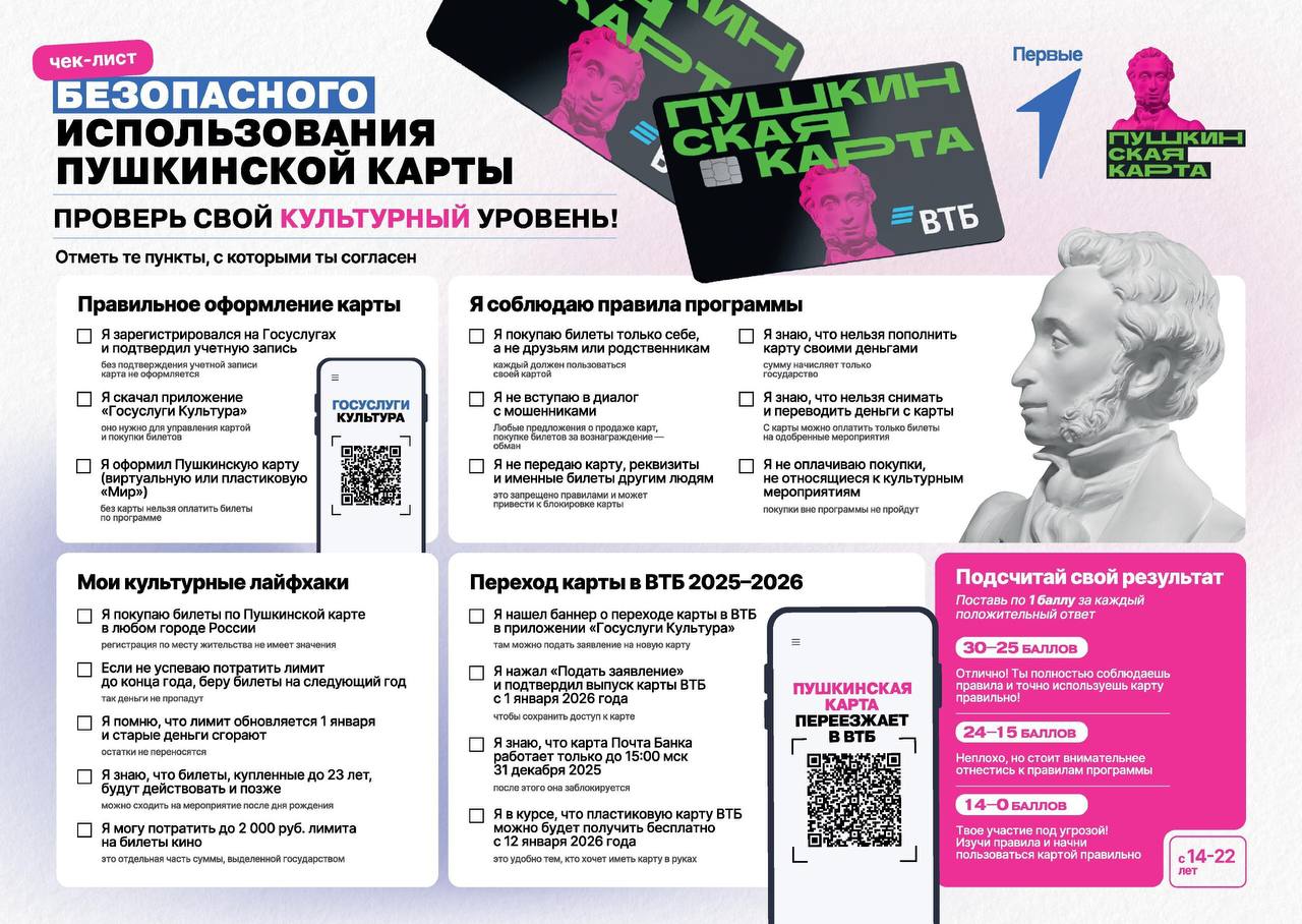 «Движение первых» подготовило для амурчан памятку о «Пушкинской карте»