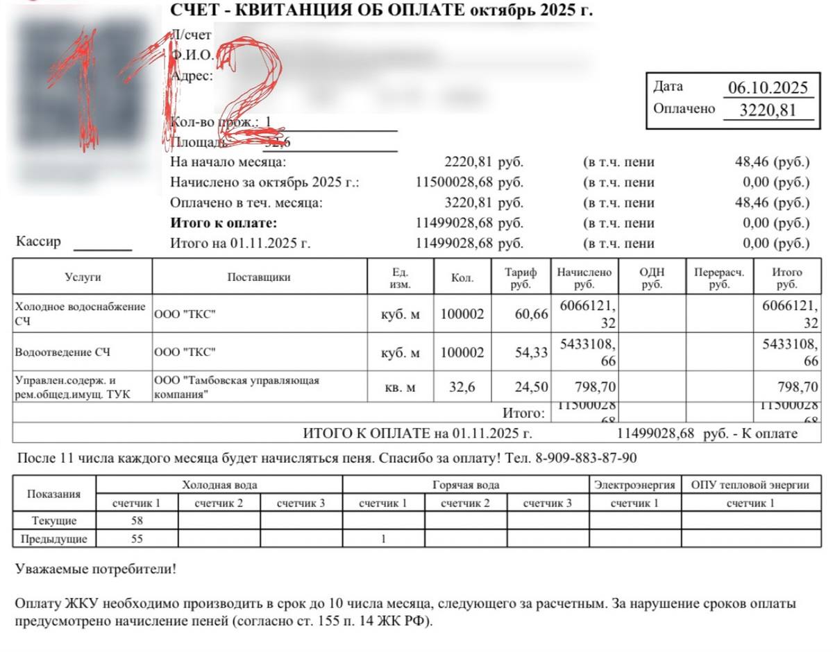 Астрономический счет за пустующую квартиру: экс-амурчанка получила квитанцию на 11,5 миллиона рублей