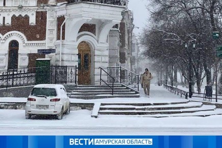 Циклон принес в Приамурье снегопады и порывистый ветер