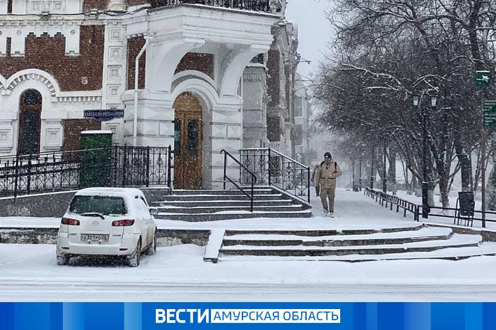 Циклон принес в Приамурье снегопады и порывистый ветер