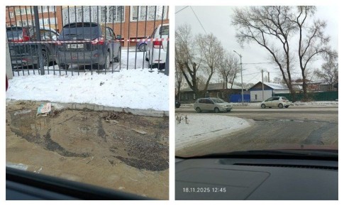 «Вода течет с самого утра»: благовещенка сообщила о затопленной парковке на улице Горького