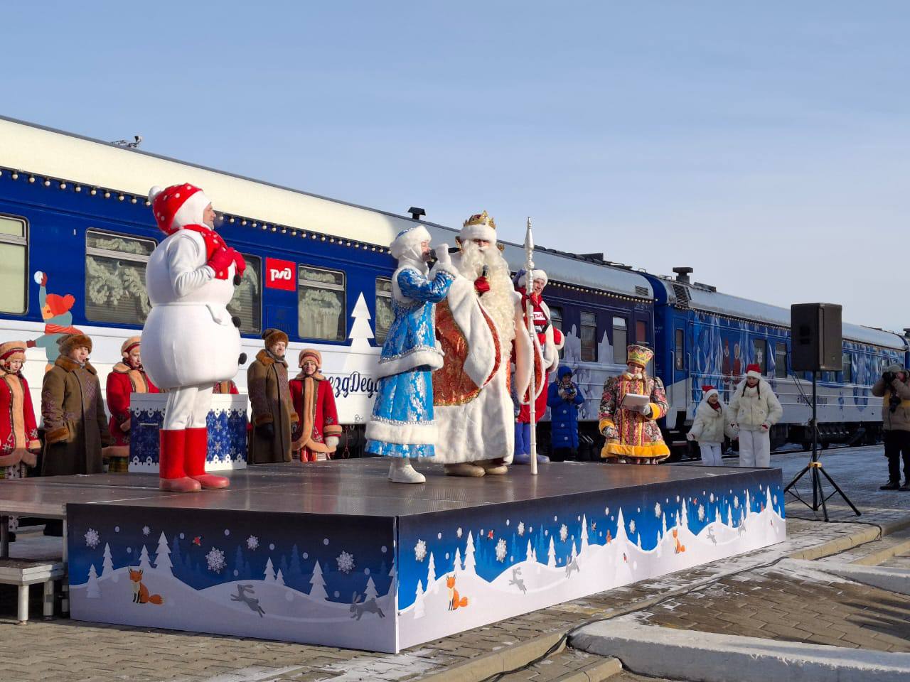 Состав Деда Мороза встретили жители амурской столицы