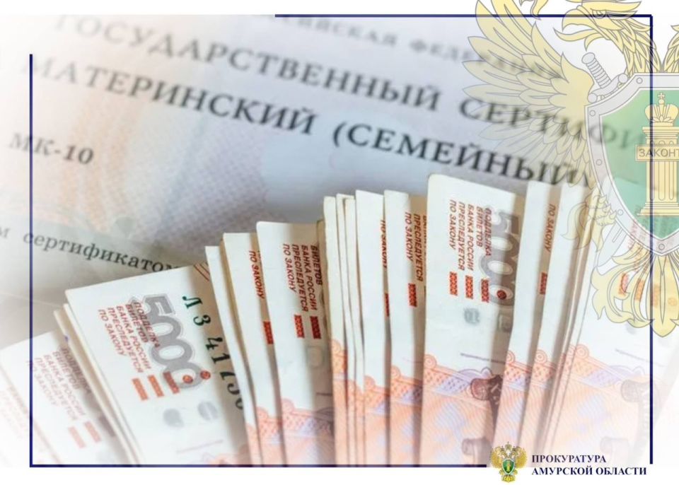 В Шимановске по иску прокуратуры суд обязал местную жительницу, обогатившуюся за счет средств материнского капитала, вернуть их