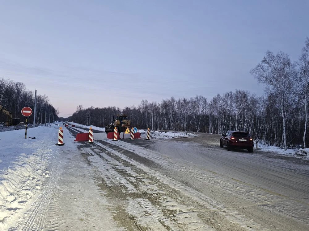 На аэропортовской трассе сегодня перевели еще один участок на объезд